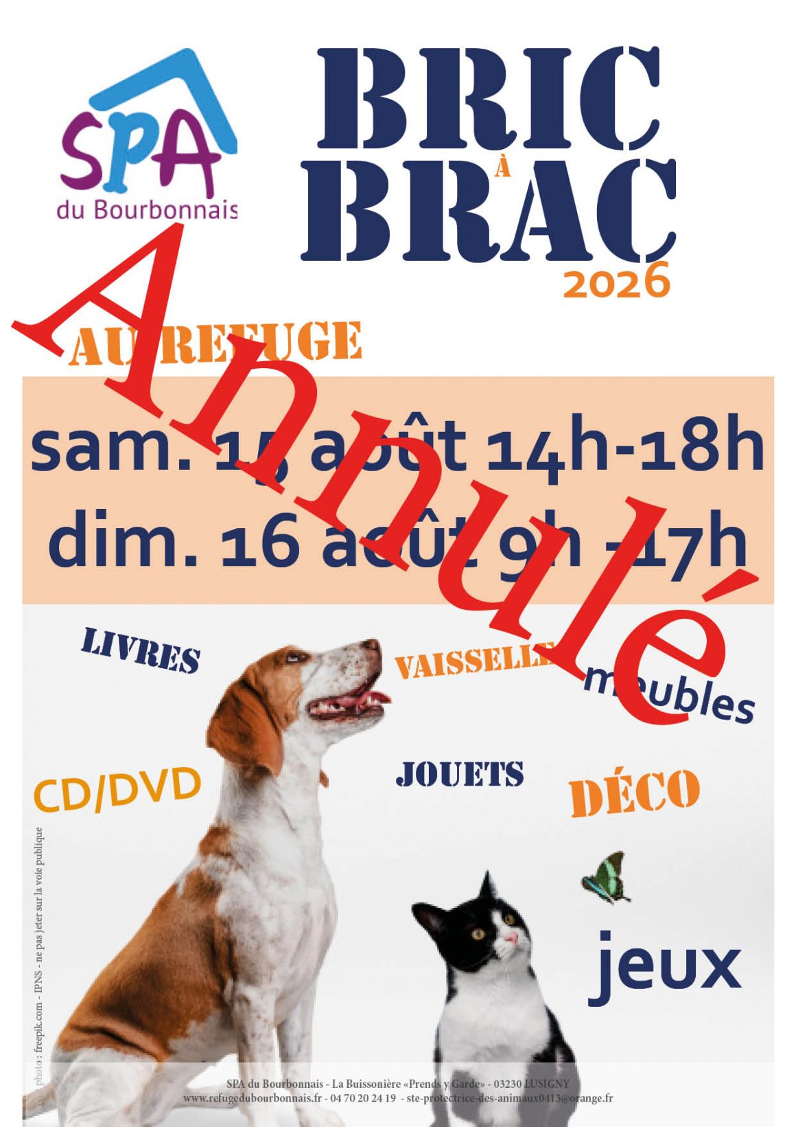 Annulé Bric à Brac 15 et 16 août 2026